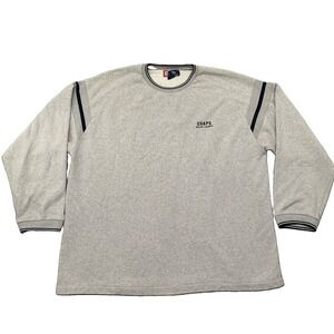 Vintage 90s Chaps Ralph Lauren Ringer Crewneck Sweatshirt Gray Striped Arm XL